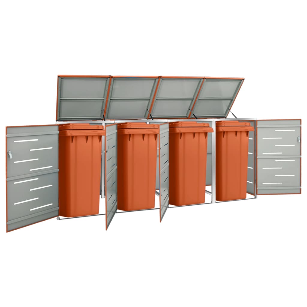 Abrigo para 4 caixotes de lixo aço 276,5x77,5x112,5 cm