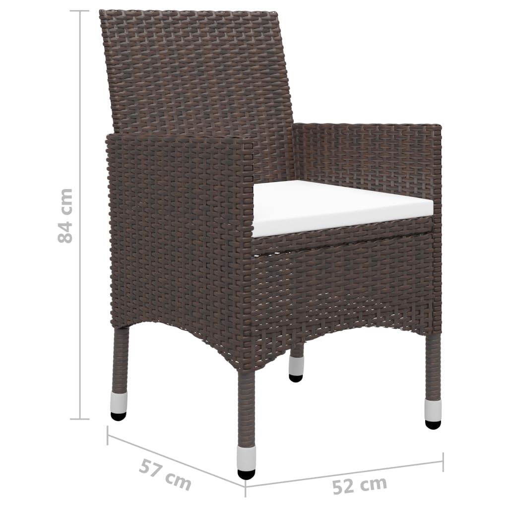 Juego de comedor de jardín 7 piezas marrón