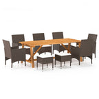 Juego de comedor de jardín 7 piezas marrón