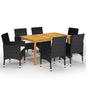 Set de comedor de jardín 7 piezas ratán sintético marrón