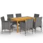 Set de comedor de jardín 7 piezas ratán sintético marrón