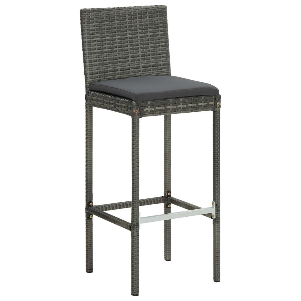 Conjunto de bar para jardín 3 piezas con cojines gris