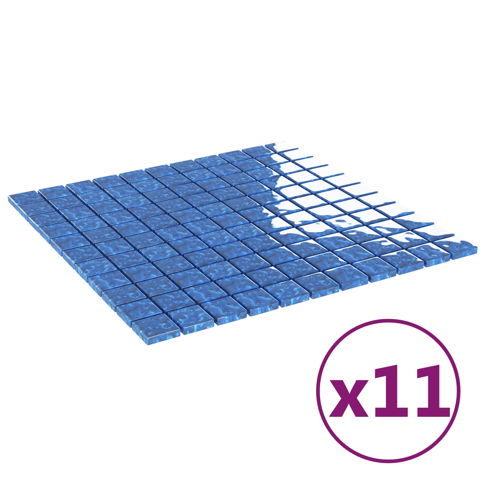 Azulejo Mosaico 11 pcs Azul 50 x 50 cm Cristal