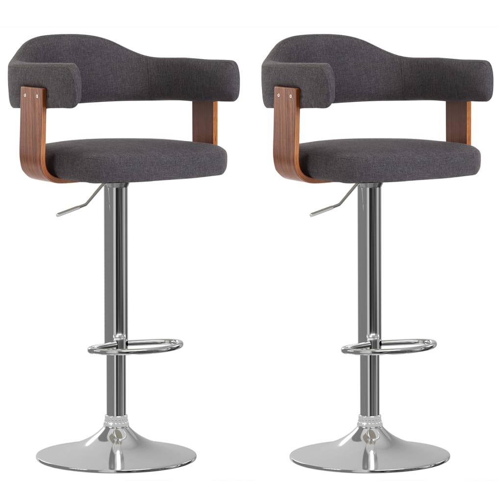 Taburetes de bar 2 unidades gris taupe madera curvada y tela