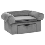 Sofá para perros con cajón felpa gris 75x50x38 cm