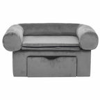 Sofá para perros con cajón felpa gris 75x50x38 cm