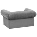 Sofá para perros con cajón felpa gris 75x50x38 cm