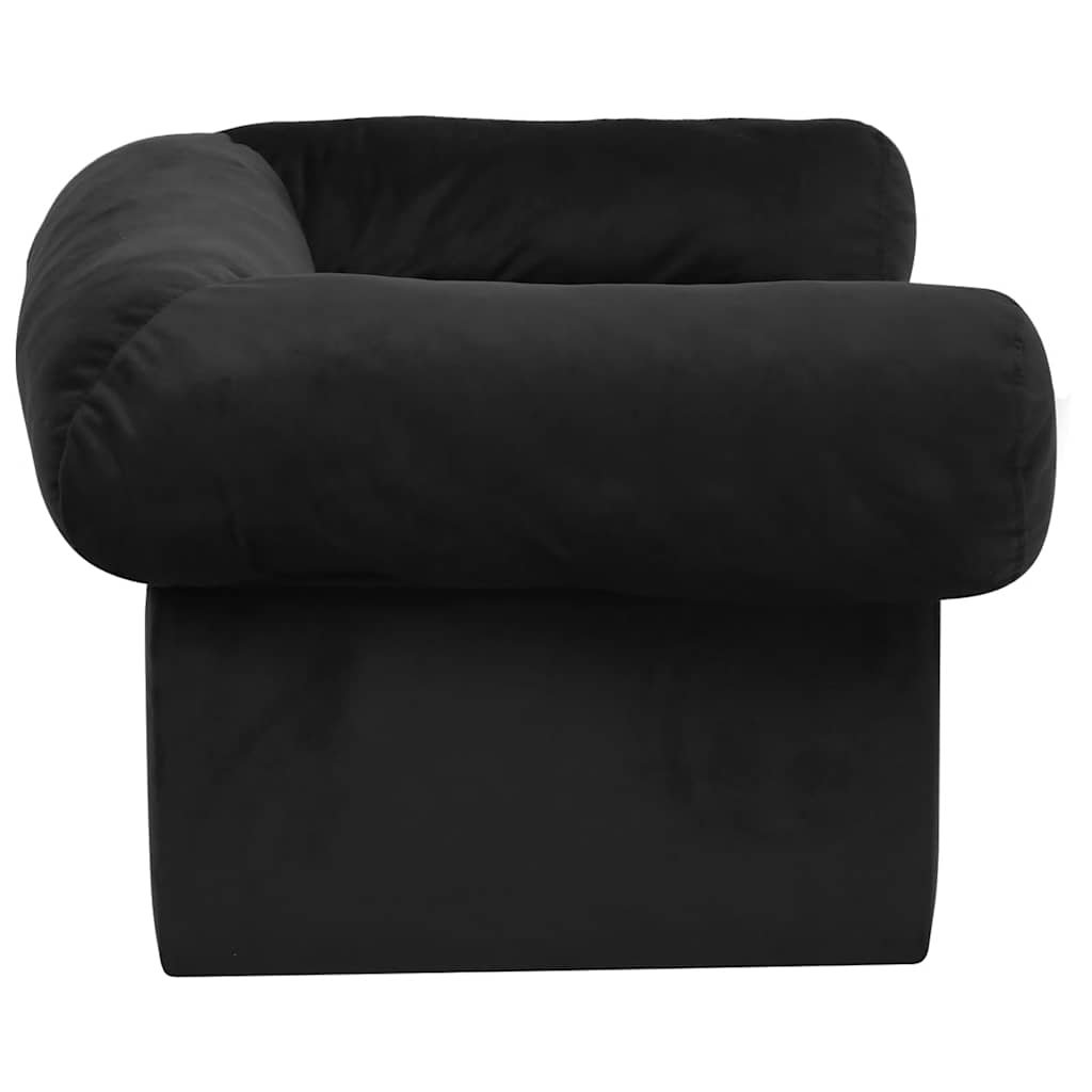 Sofá para perros con cajón felpa negro 75x50x38 cm