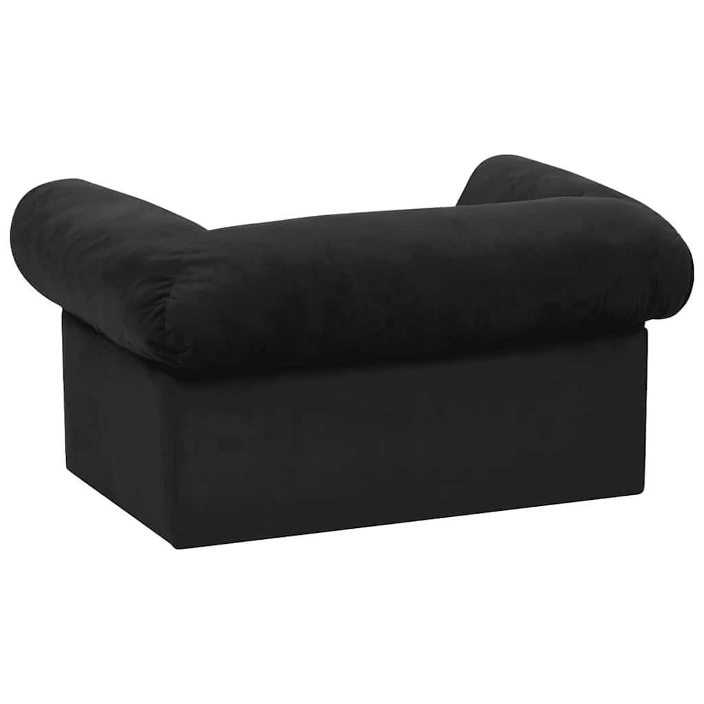Sofá para perros con cajón felpa negro 75x50x38 cm