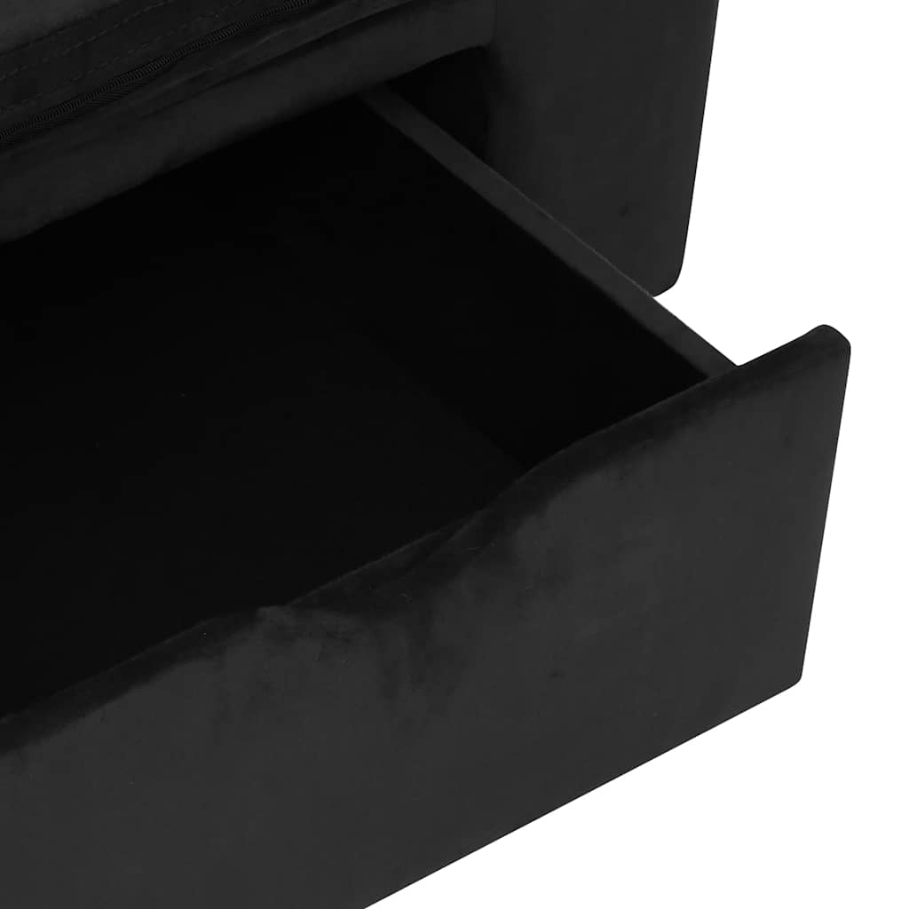 Sofá para perros con cajón felpa negro 75x50x38 cm