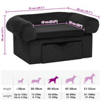 Sofá para perros con cajón felpa negro 75x50x38 cm