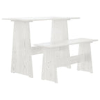 Mesa de comedor con banco REINE madera de pino marrón blanco