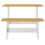 Mesa de comedor con banco REINE madera de pino marrón blanco