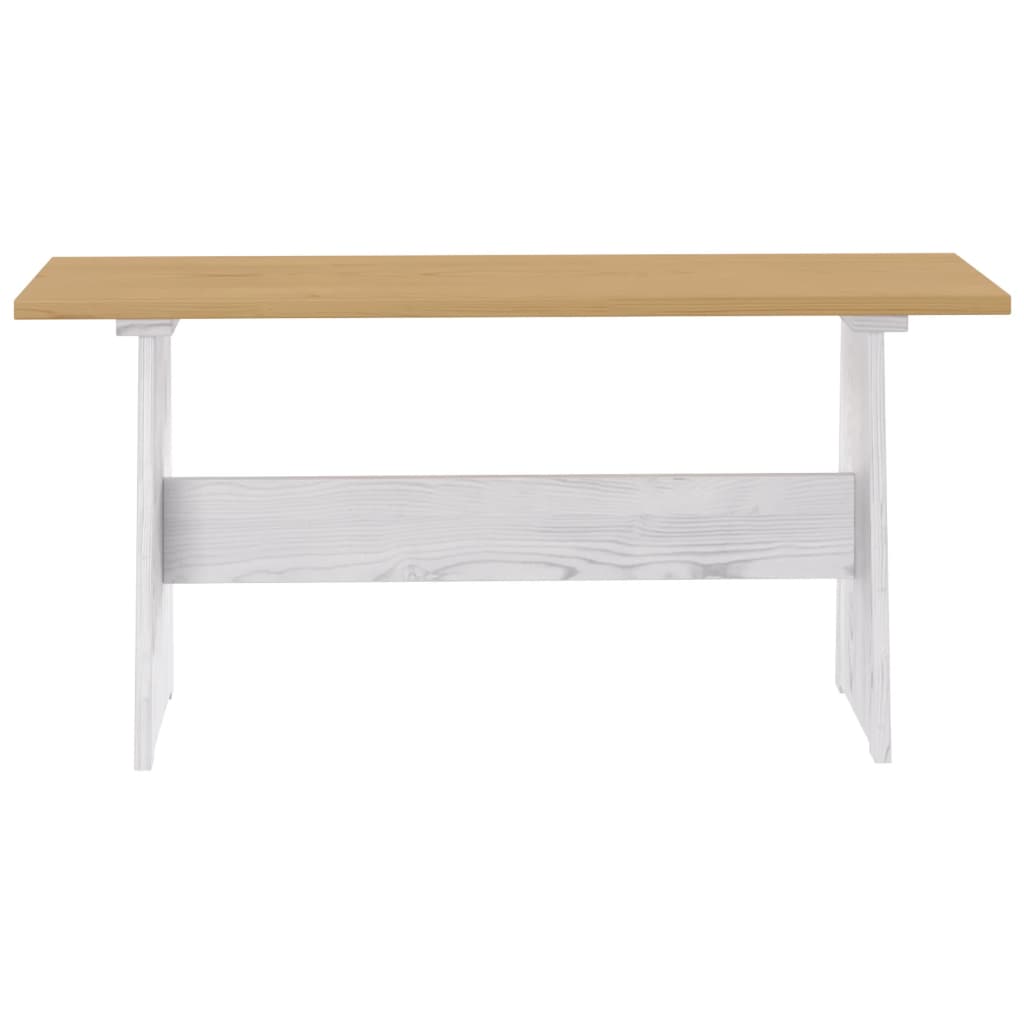 Mesa de comedor con banco REINE madera de pino marrón blanco