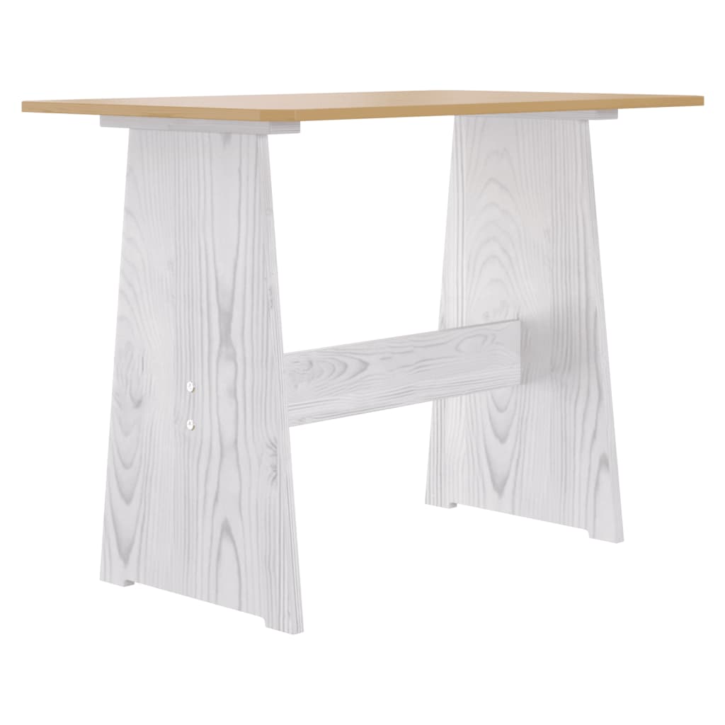 Mesa de comedor con banco REINE madera de pino marrón blanco
