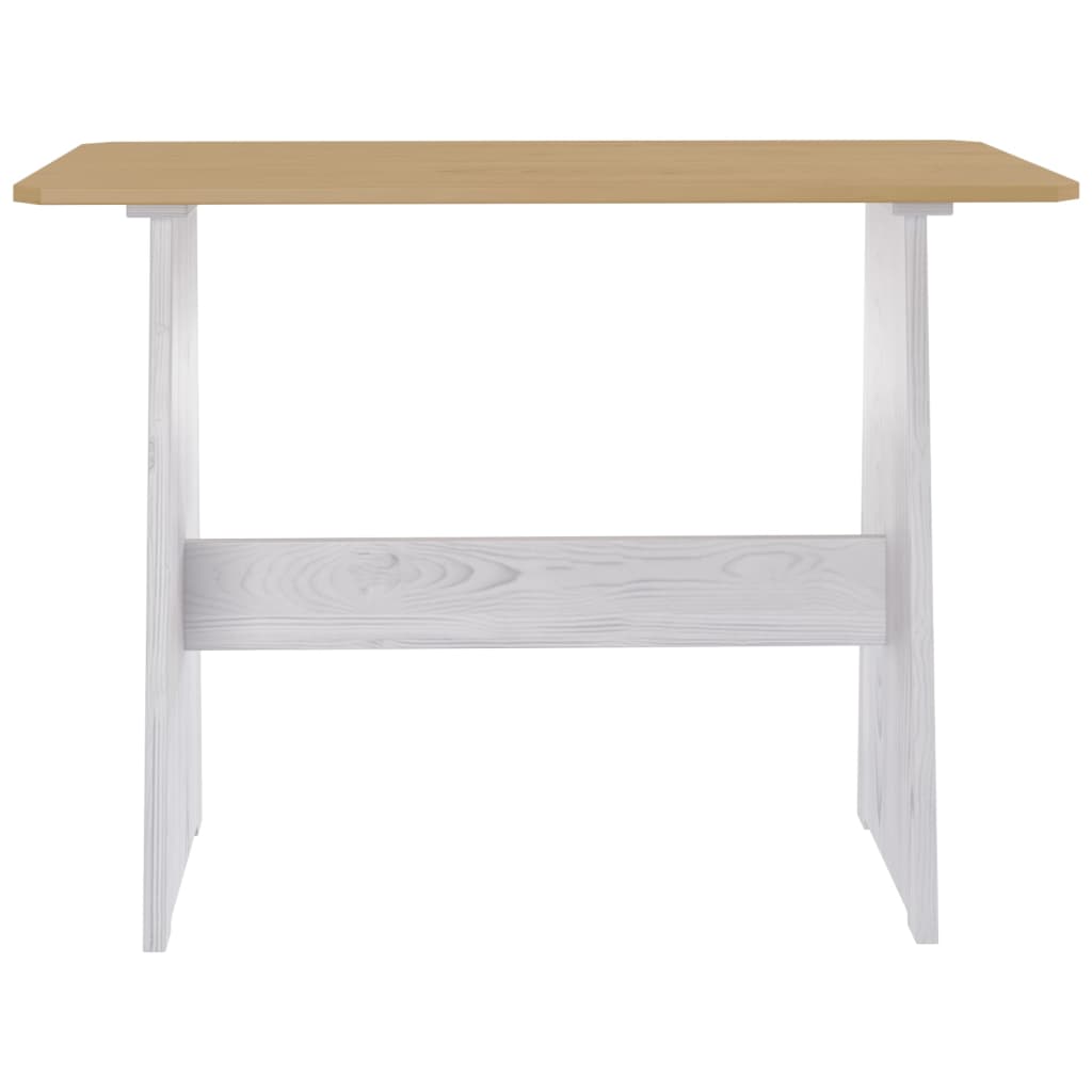 Mesa de comedor con banco REINE madera de pino marrón blanco