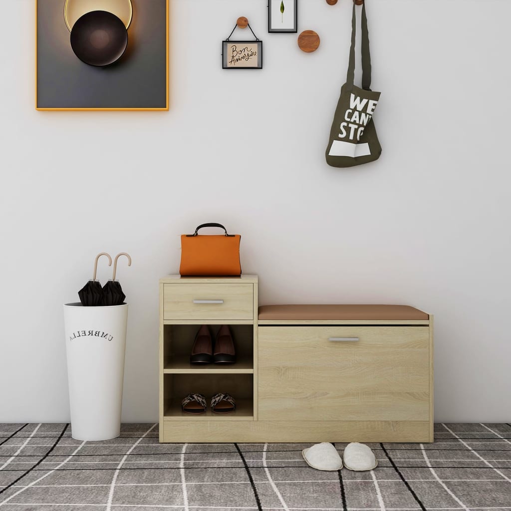 Zapatero de madera contrachapada blanco 60x35x92 cm