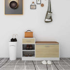 Zapatero de madera contrachapada blanco 60x35x92 cm