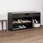 Zapatero cojín contrachapada gris hormigón 104x30x49 cm