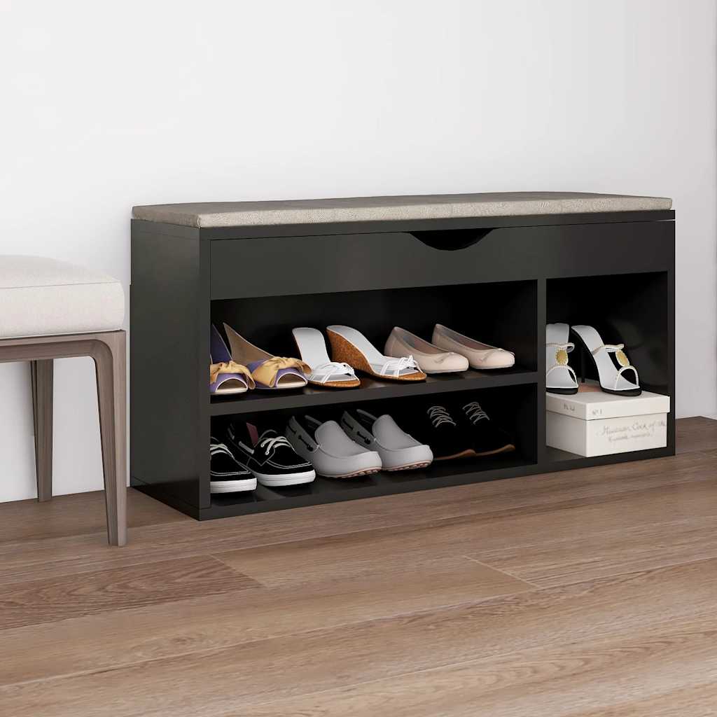 Zapatero cojín contrachapada gris hormigón 104x30x49 cm
