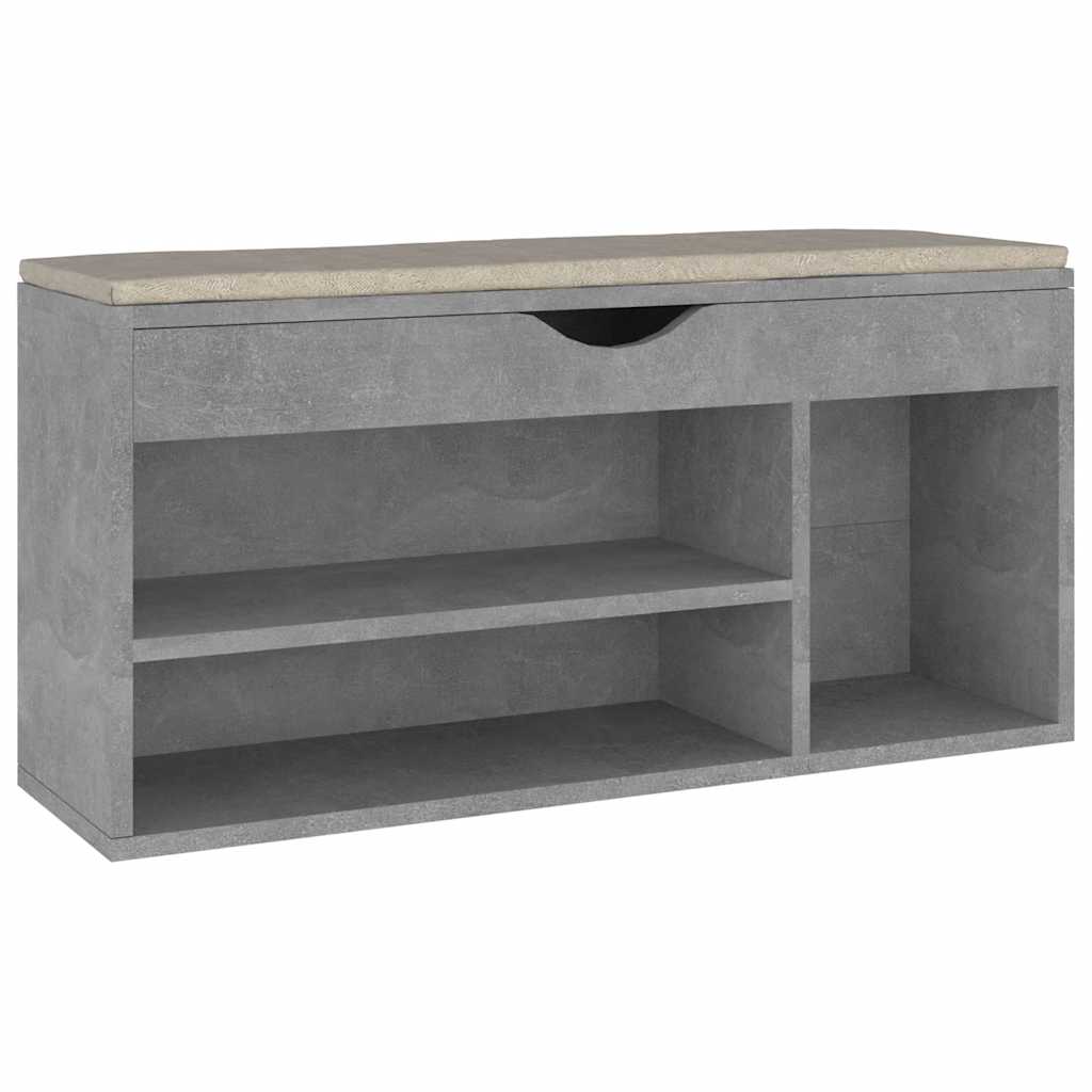 Zapatero cojín contrachapada gris hormigón 104x30x49 cm