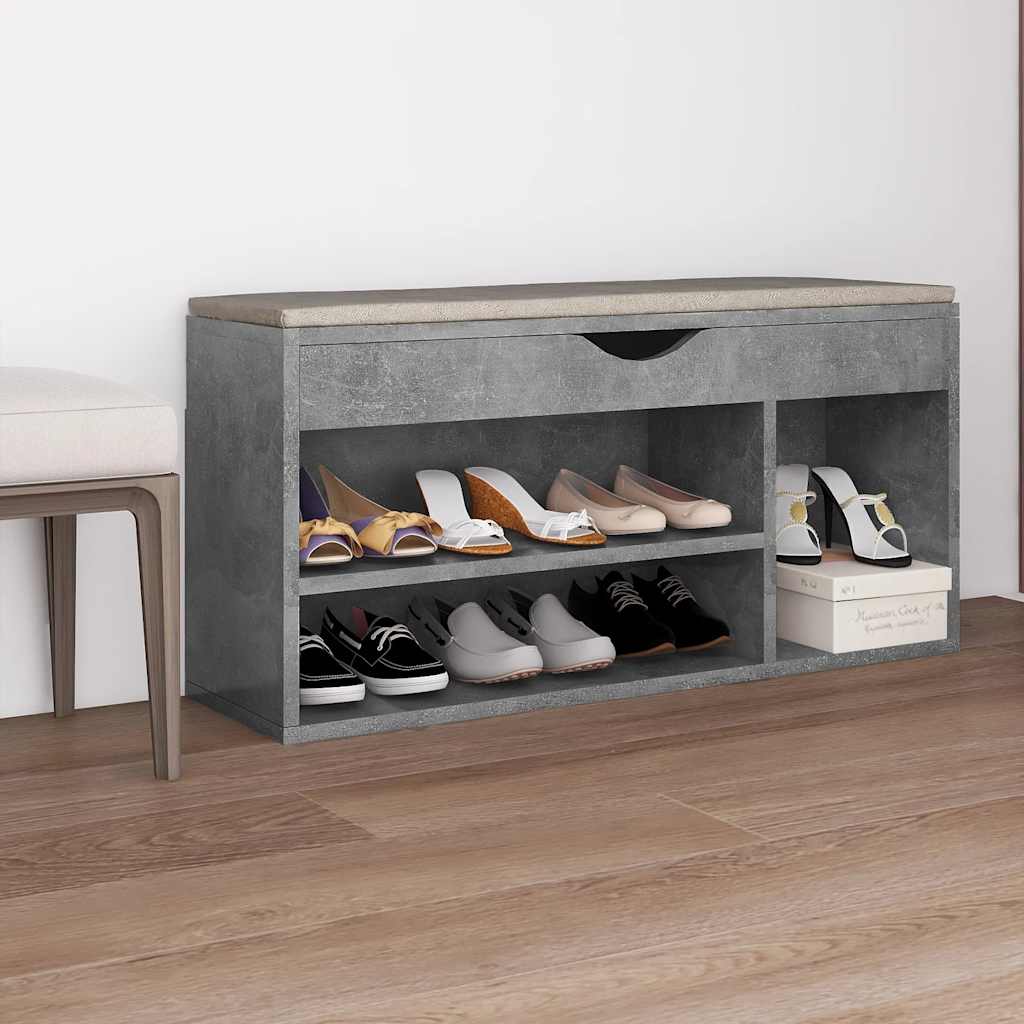 Zapatero cojín contrachapada gris hormigón 104x30x49 cm