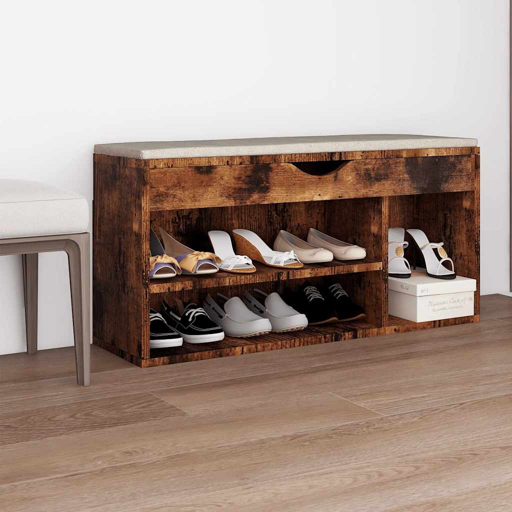 Zapatero cojín contrachapada gris hormigón 104x30x49 cm