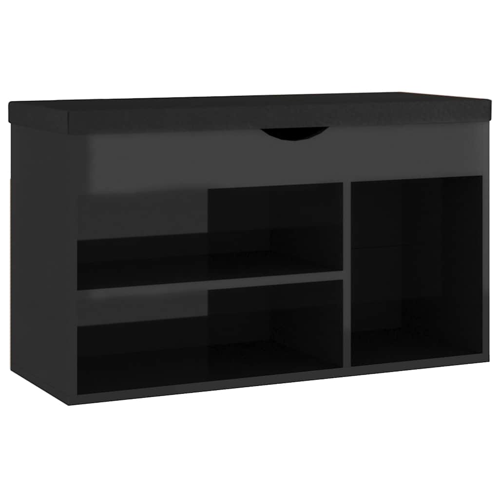 vi Zapatero con cojín madera de ingeniería negro brillo