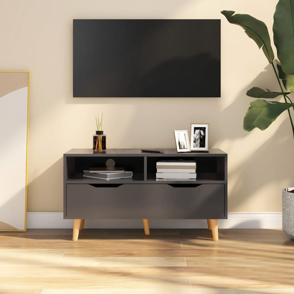 Mueble de TV madera de ingeniería blanco brillo 90x40x48,5 cm