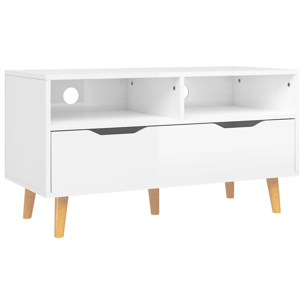 Mueble de TV madera de ingeniería blanco brillo 90x40x48,5 cm