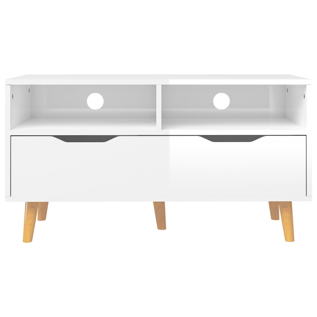 Mueble de TV madera de ingeniería blanco brillo 90x40x48,5 cm