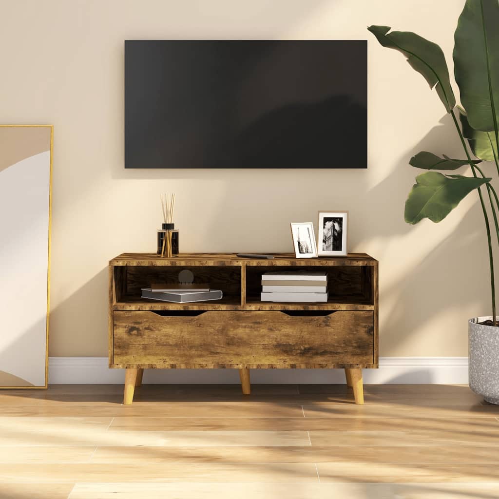 Mueble de TV madera de ingeniería blanco brillo 90x40x48,5 cm