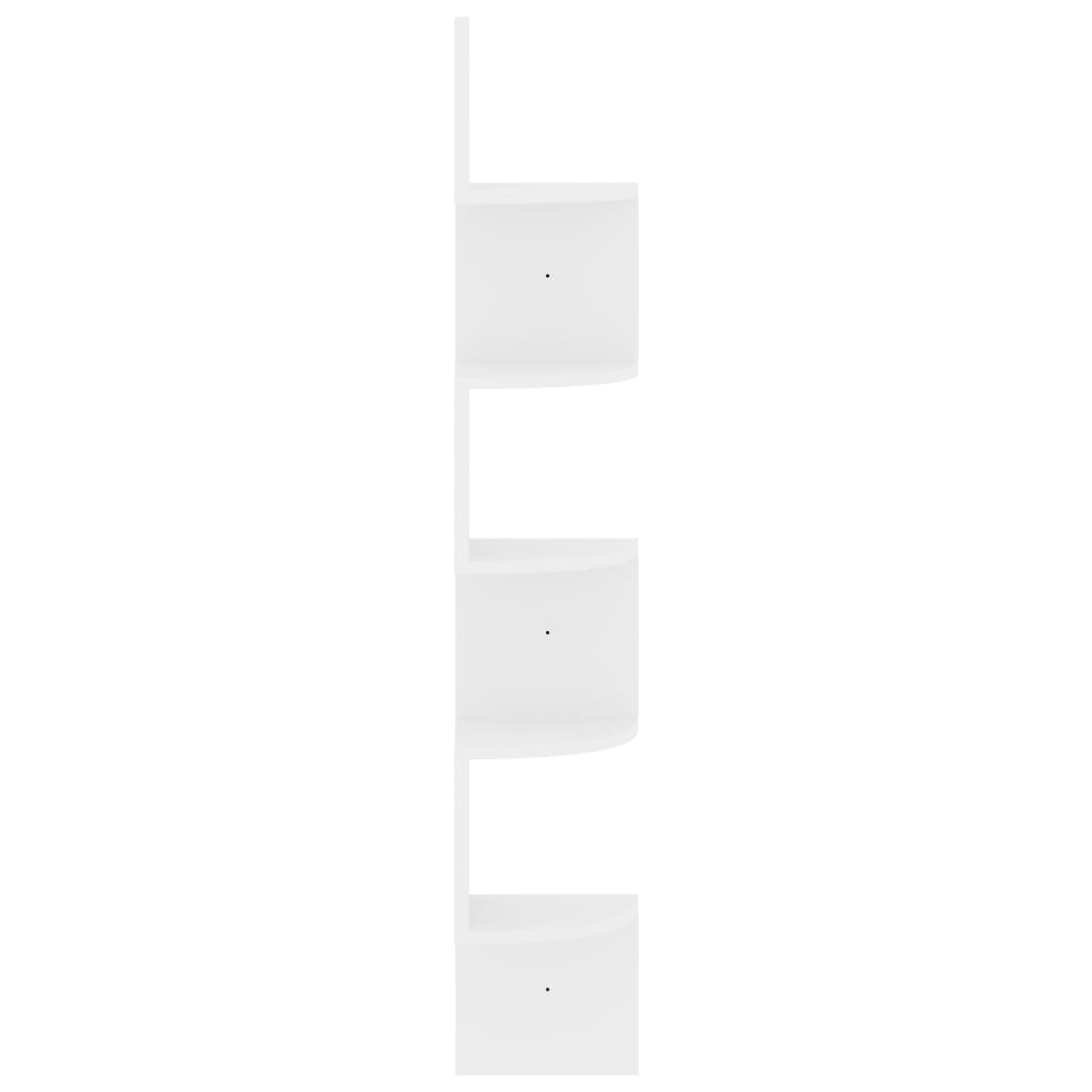 Estante de esquina de pared madera de ingeniería blanco brillo