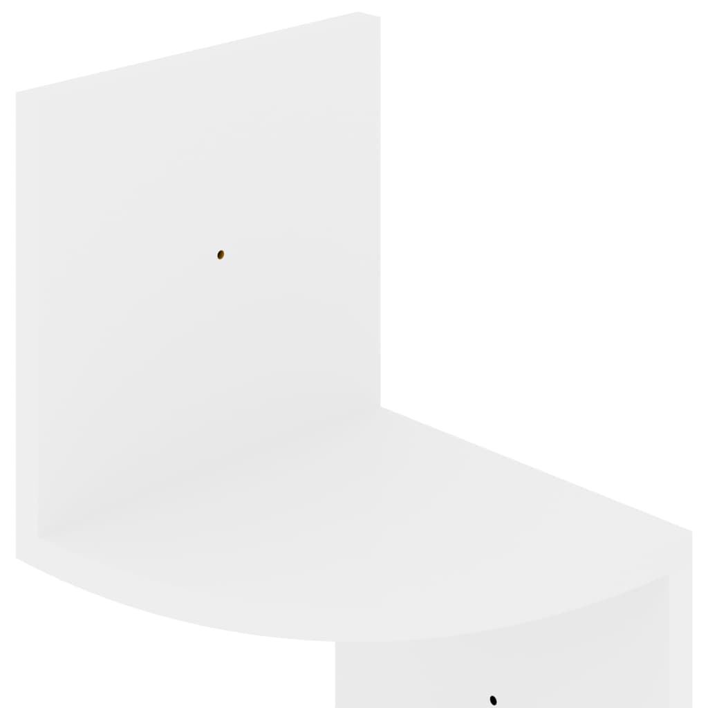 Estante de esquina de pared madera de ingeniería blanco brillo