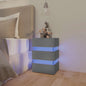 Mesita de noche LED madera ingeniería blanco brillo 45x35x67 cm