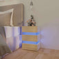 Mesita de noche LED madera ingeniería blanco brillo 45x35x67 cm