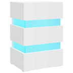 Mesita de noche LED madera ingeniería blanco brillo 45x35x67 cm