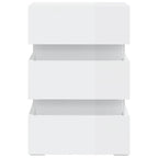 Mesita de noche LED madera ingeniería blanco brillo 45x35x67 cm