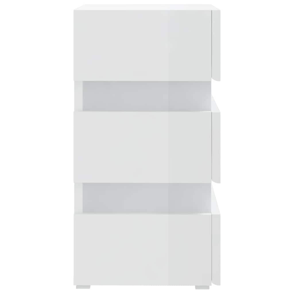 Mesita de noche LED madera ingeniería blanco brillo 45x35x67 cm