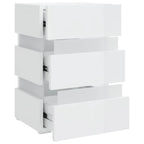 Mesita de noche LED madera ingeniería blanco brillo 45x35x67 cm