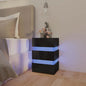 Mesita de noche LED madera ingeniería blanco brillo 45x35x67 cm