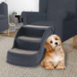 Escalera para perros plegable de 3 peldaños gris oscuro