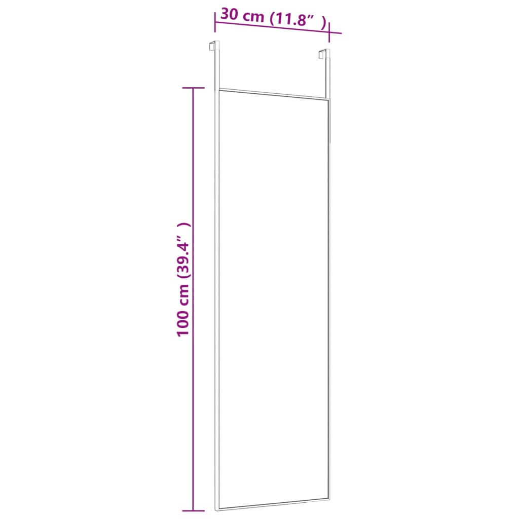 Espejo de puerta cristal y aluminio negro 30x100 cm