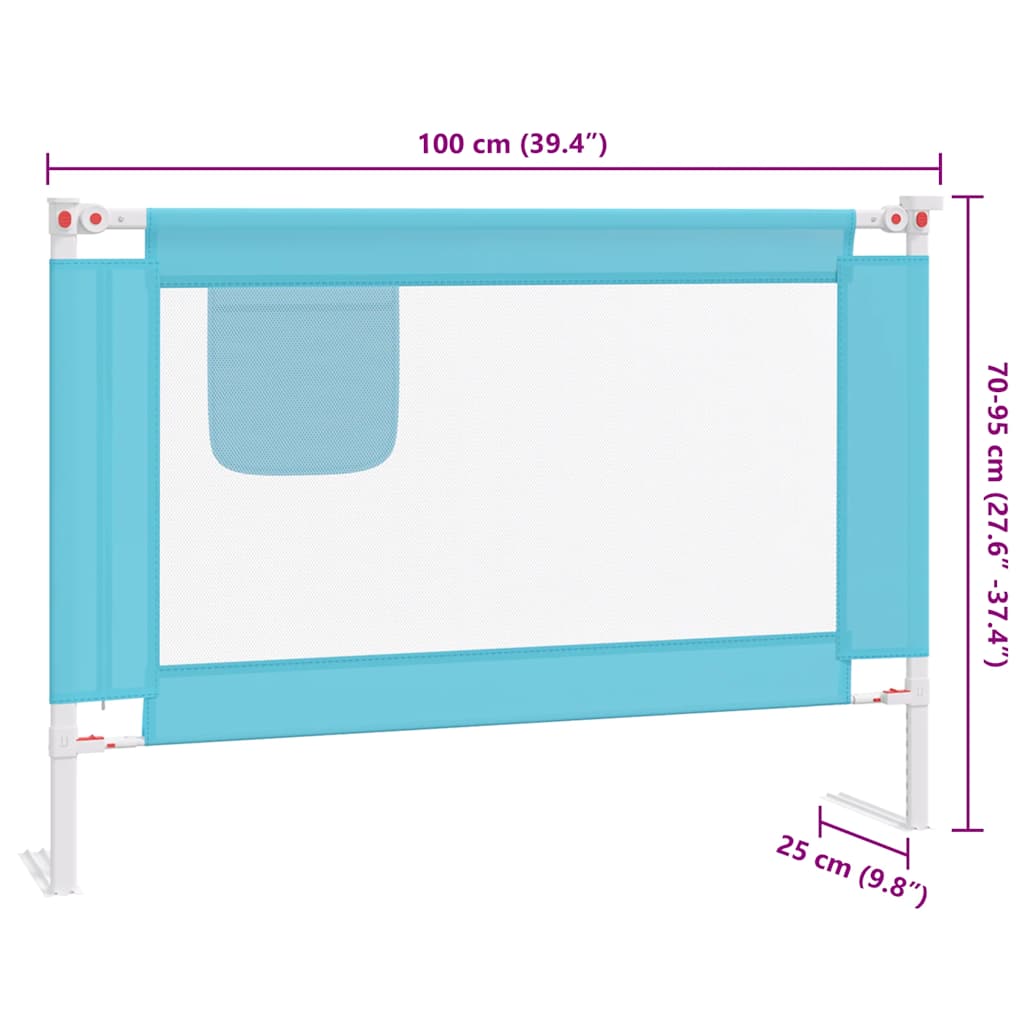 Barandilla de seguridad cama de niño azul tela 100x25 cm
