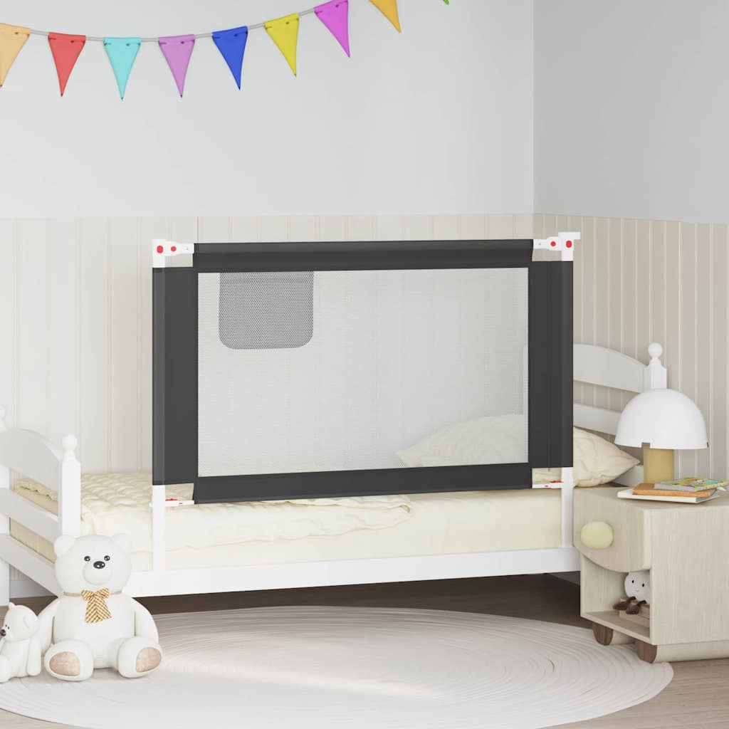 Barandilla de seguridad cama de niño gris oscuro tela 120x25 cm