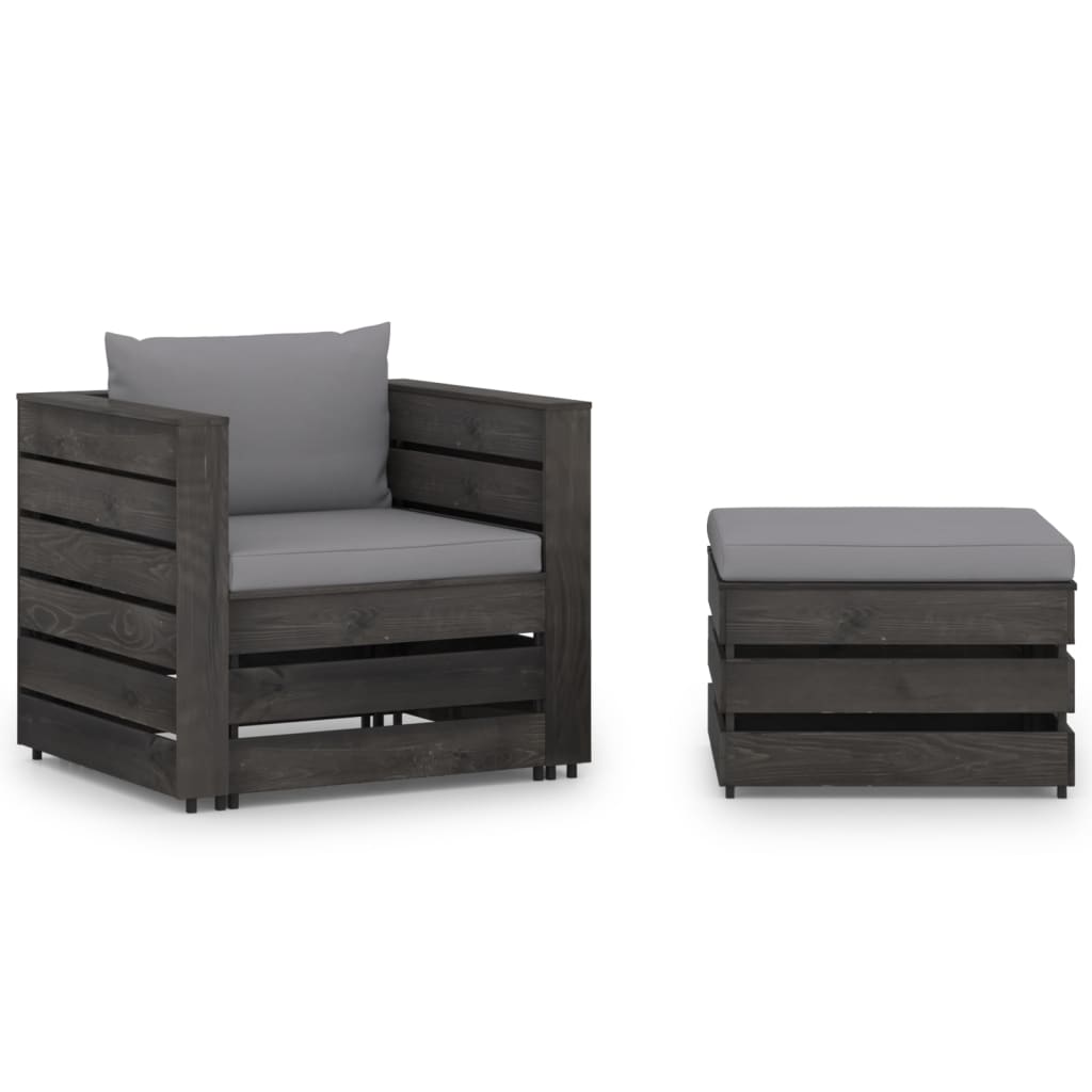 Muebles de jardín 10 pzas cojines antracita madera maciza pino