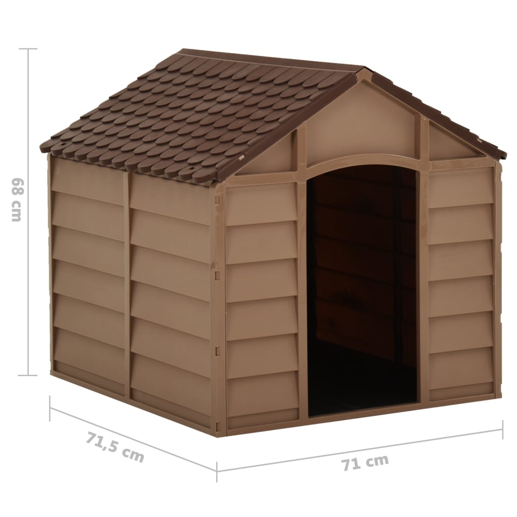 Caseta para perros marrón PP 71x71,5x68 cm