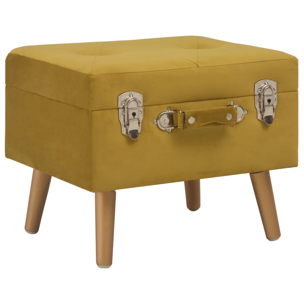 Mustard Yellow Velvet Storage Stool 40 cm