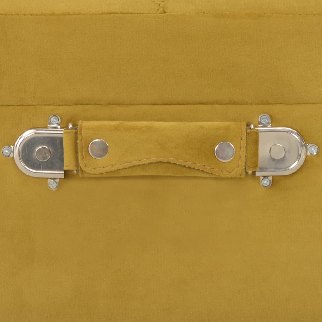 Taburete de almacenamiento de terciopelo amarillo mostaza 40 cm