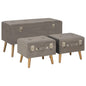 3 Piece Grey Velvet Storage Ottomans